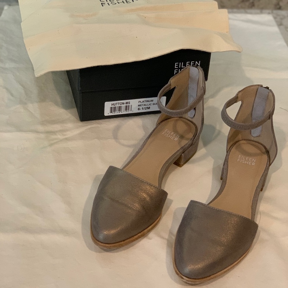 Eileen Fisher platinum suede shoes